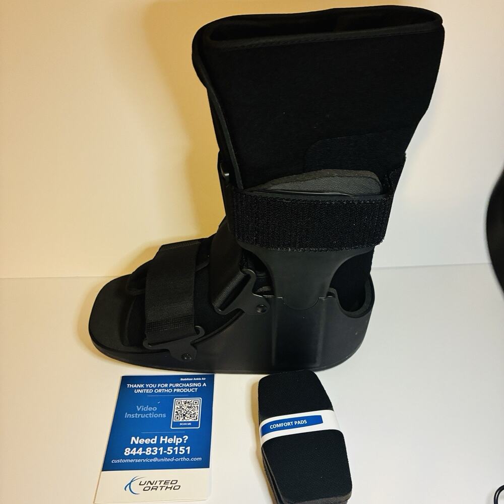 United Ortho Short Air Cam Walker Boot Medium Black Fracture Walking Boot
